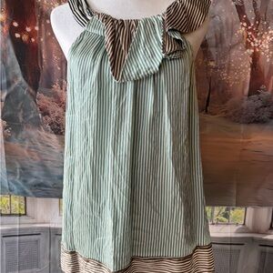 BCBGMaxAzria Brown and White Striped Dress